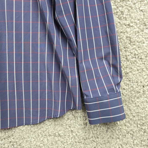 Mizzen Main Shirt Men XL Blue Check Leeward Button Up‎ Trim Fit Stretch Office - Picture 3 of 12